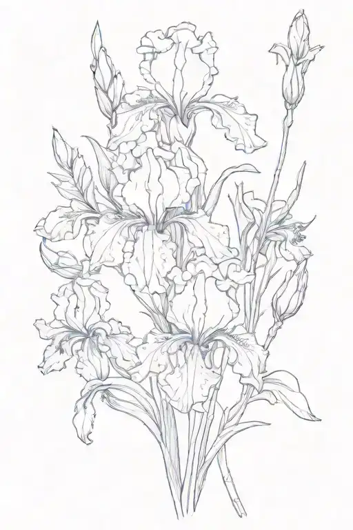 Iris And Larkspur Growing Together Symbolizing Love And Strength