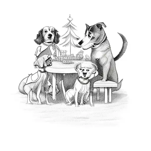 A Playful Scene Of Your Dog And Kids Having A Picnic In The Backyard