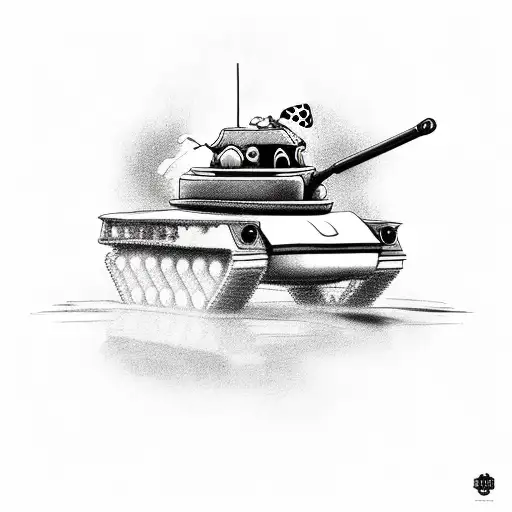 Cartoon Tank With Rubber Duck And Ladybug Driving
