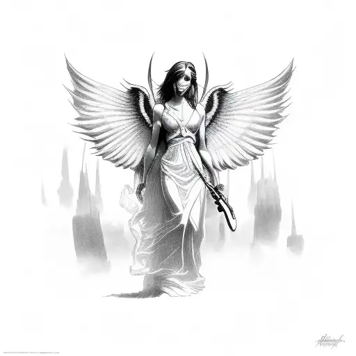 Female Angel With The Number 222 In It