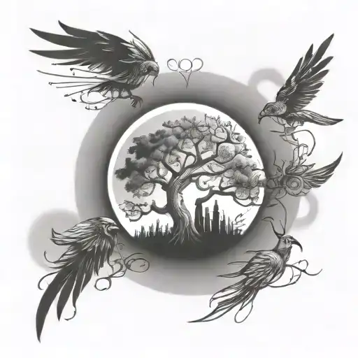 Family Tree Tribal On Chest And Upper Arm