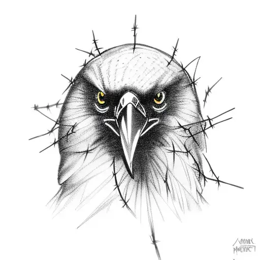 Crow With Barbed Wire