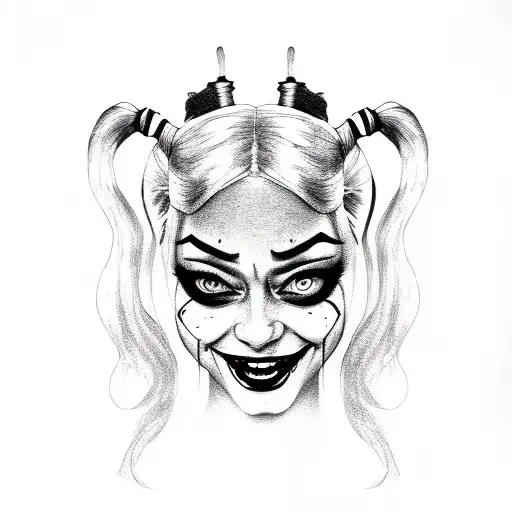 Black And White Crazy Laughing Harley Quinn