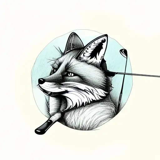 Fox Acting Like A Person With Snapback Hat On And Swinging A Golf Club
