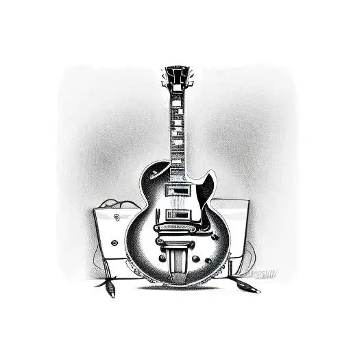 Gibson Guitar In Front Of A Marshall Amp