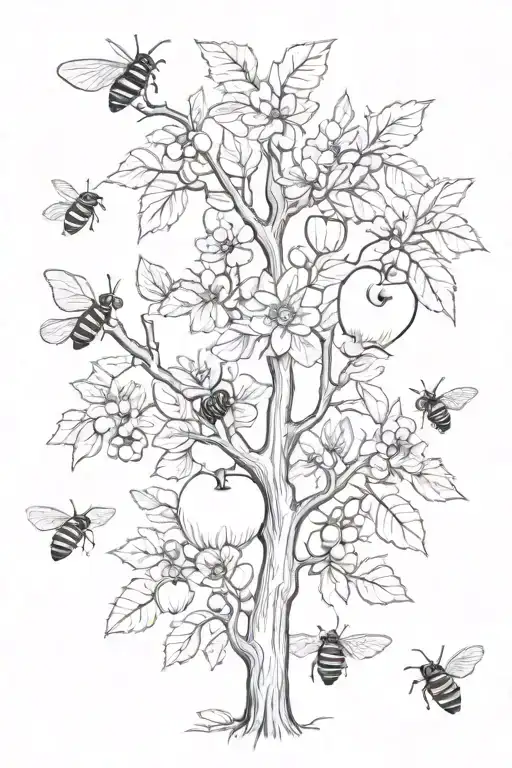 Apple Tree With Bees