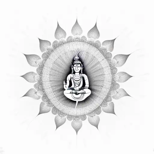 Lord Shiva Meditating On A Lotus Flower