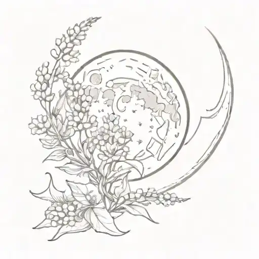 Moon And Lavender With Initial A
