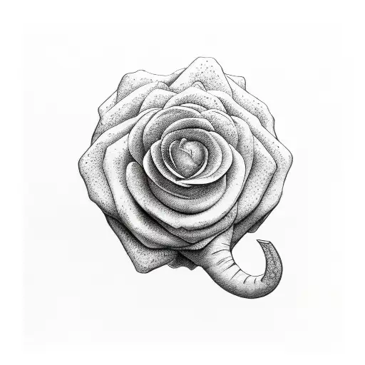 Elephant Rose On Hand Art