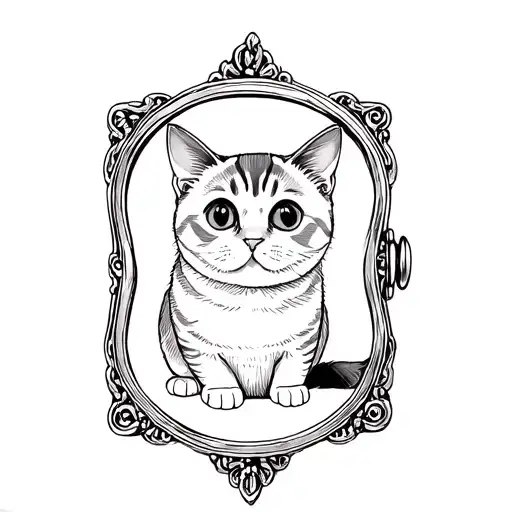 A Vintage Style Locket Or Frame With A Chubby British Shorthair Cat Inside It