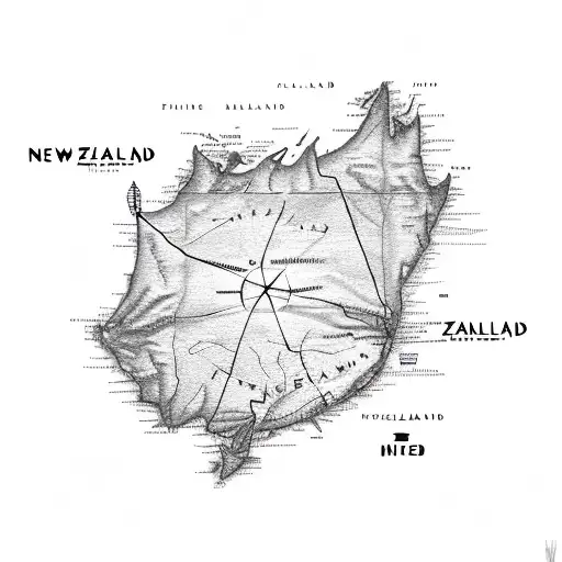 New Zealand Flag With Compass With Map