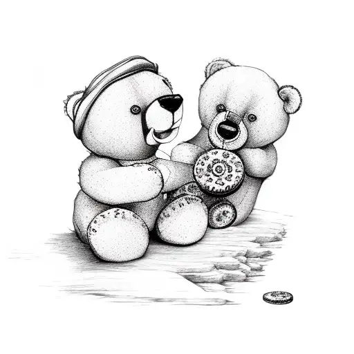 Teddy Bear Eating Jammy Dodger Biscuits