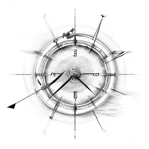 Bow Arrow Hitting The Center Of A Clock