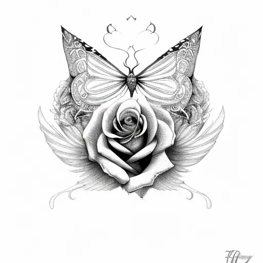 Rose And Wing Infinity To Lilly And Heart With Butterfly