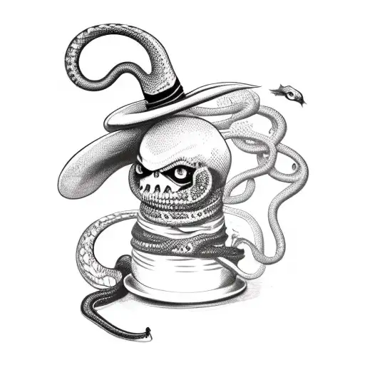 Evil Voodoo Doll With Top Hat And Snake