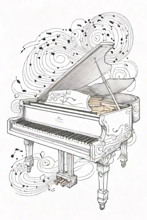 Piano With Music Notes Forming The Shape Inside