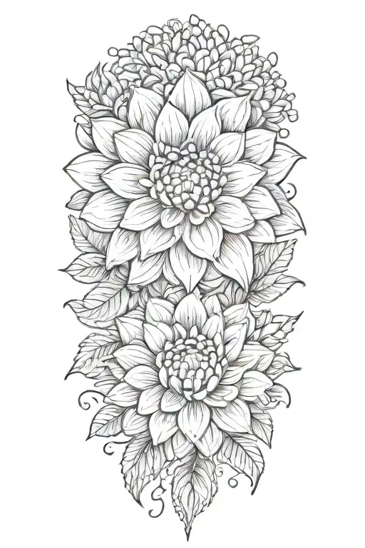 A Tattoo Of A Dahlia And Chrysanthemum
