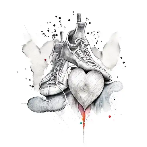 Heart And Foot In Watercolor With Two Names