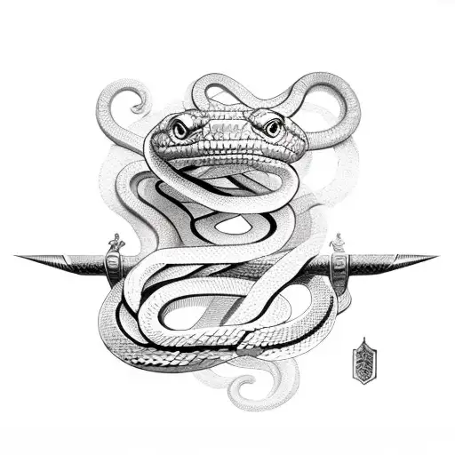 Snake Coiled Around Sword