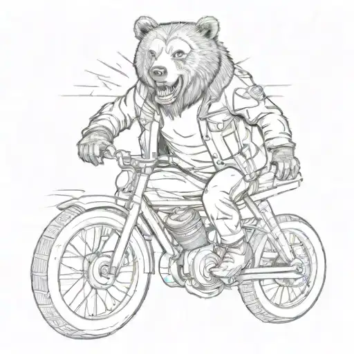 Bear Riding A Bike In A Leather Jacket And Growling