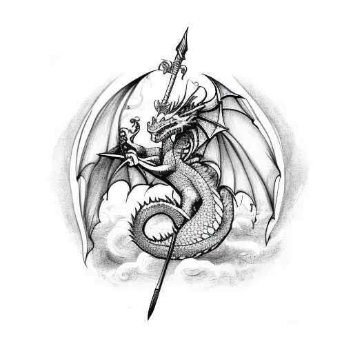 Dragon With Spear In Heart