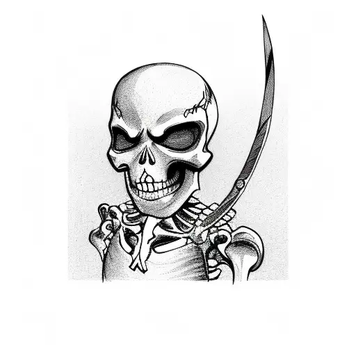 Skeleton Guard Holding Lightning Bolt