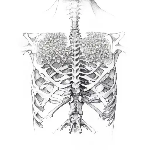 Rib Cage With Wildflowers