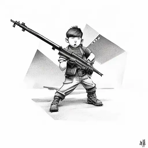 Small Boy With Red Gun