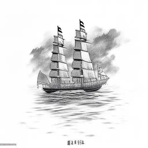 A Skyline Of Hong Kong With A Traditional Chinese Junk Boat Sailing In Front Of It