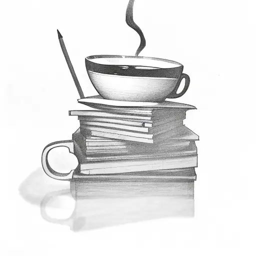 Stack Of Books With A Coffee Cup With Glasses