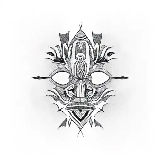 Papua New Guinean Tribal Patterns In Black-grey