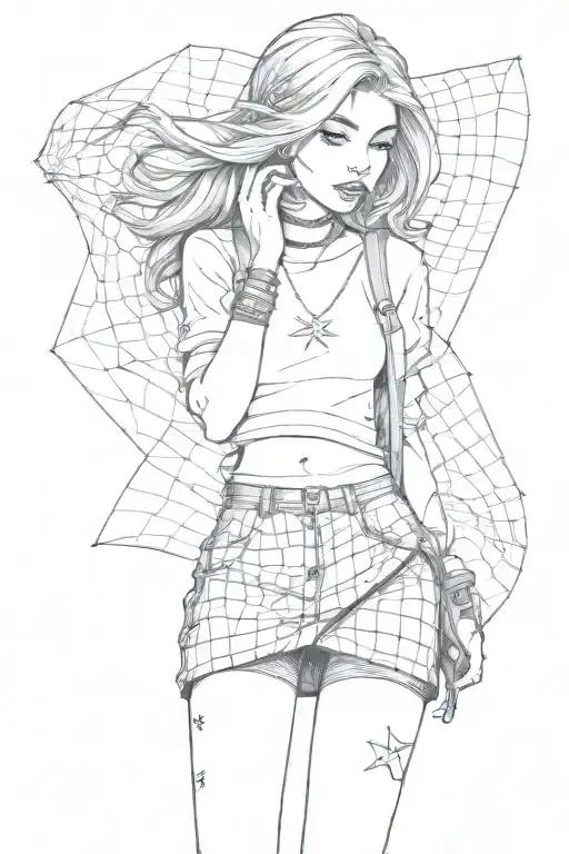 Girl With Fishnet And Mini Skirt And Allstar