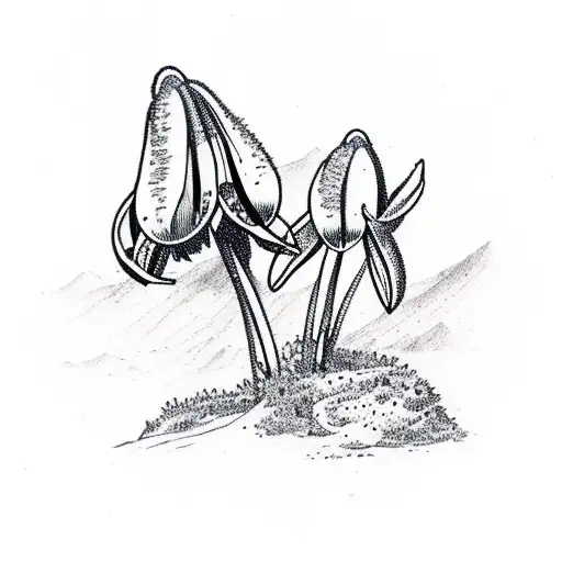 Mountain Range With Snowdrop Flower