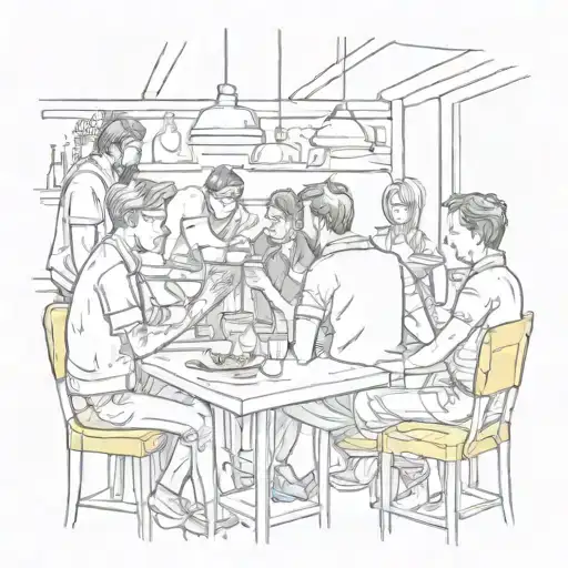 A Group Of People At A Restaurant