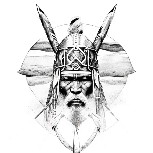 Viking And Native American Warrior
