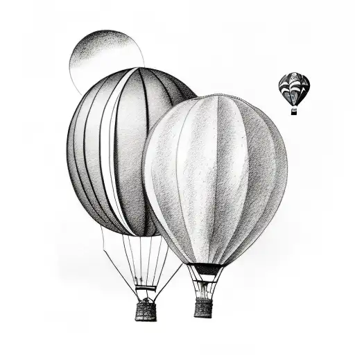 A Sketch-style Tattoo Of A Hot Air Balloon Made Out Of Different Types Of Fruits And Vegetables