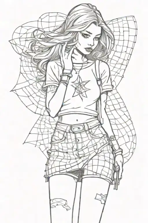 Girl With Fishnet And Mini Skirt And Allstar