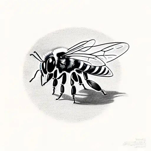 Side View Of A Honey Bee Carrying A Vine And A Semi Colon