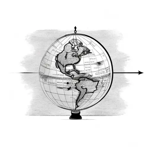 Globe With Map And Arrow