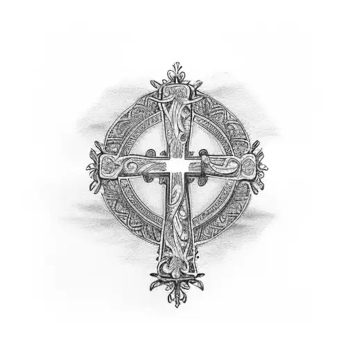 An Intricate Blackwork Design Of Jesus On The Cross