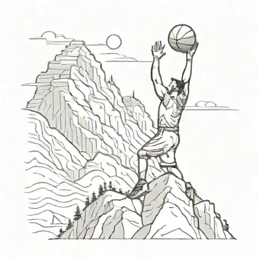 A Basketball Player Shooting Hoops On A Mountain Peak