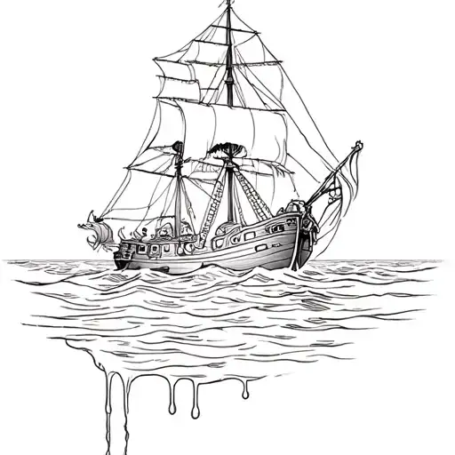 Pirate Ship Surfing A Candle Wax Dripping