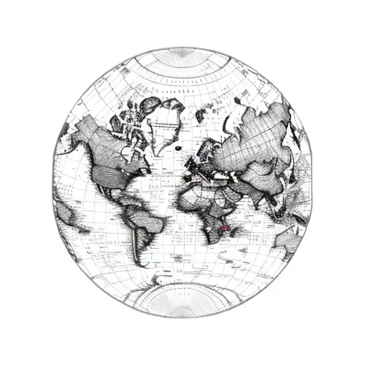 World Map Overlaid On A Globe