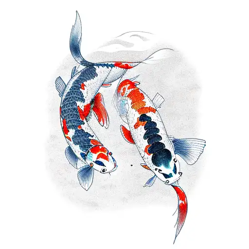 Two Koi Fish In Rainbows
