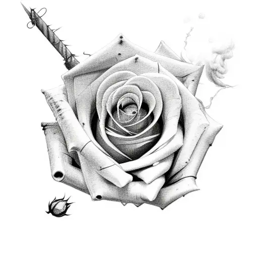Rose With Barb Wire And A Steam
