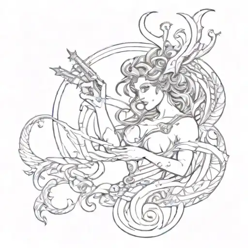 A Tattoo Design Combining Elements Of Tan Bionica's Music With Greek Mythology