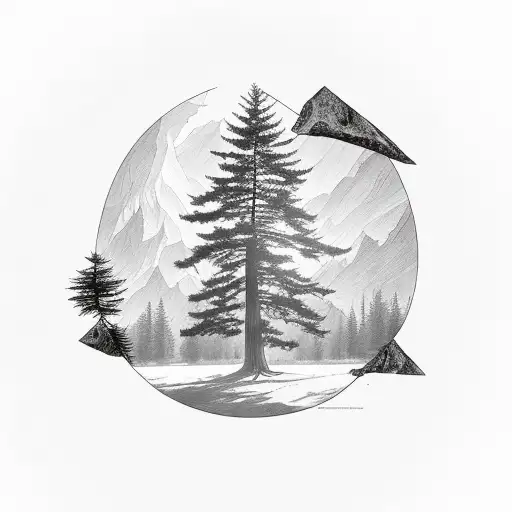 Cedar Tree With Redwood Tree With Oak Tree