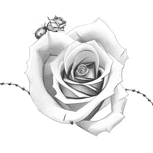 Barbed Wire With Rose