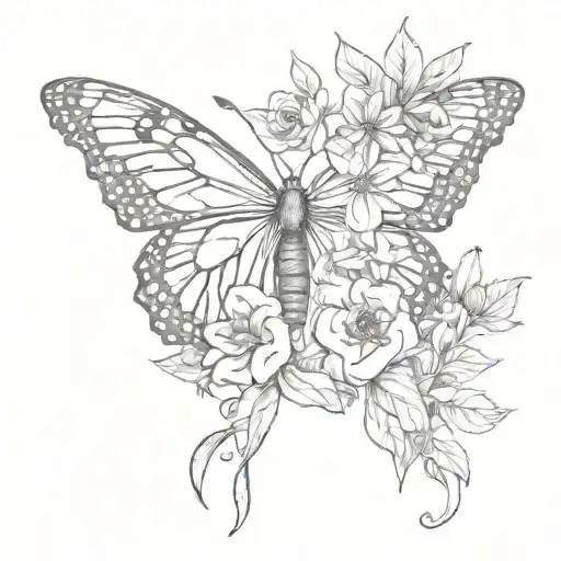 Monarch With Flowers With The Word Peace