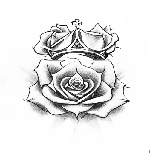 Cross With A Crown And Roses